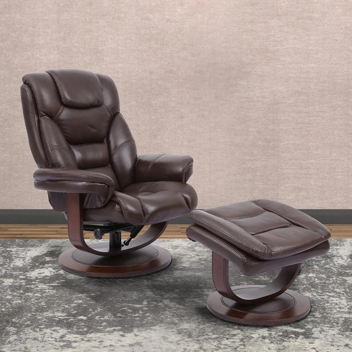 Parker House Monarch Manual Reclining Swivel Chair and Ottoman in Robust