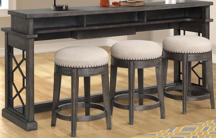 Parker House Sundance Everywhere Console with 3 Stools in Smokey Grey