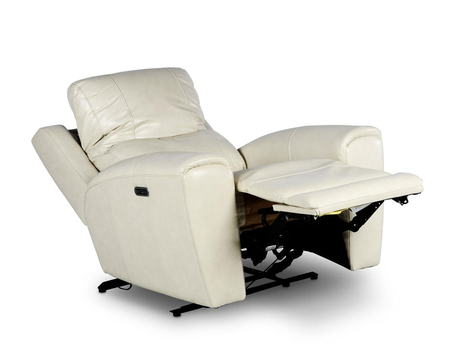 Steve Silver Laurel Leather Dual Power Recliner in Ivory