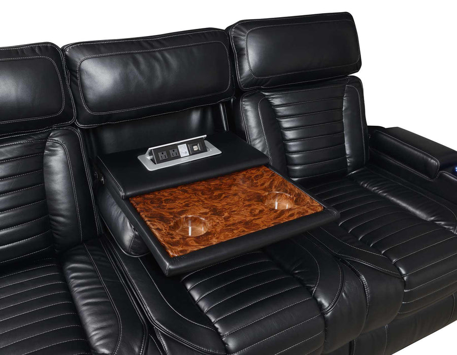 Steve Silver Lavon Dual Power Leatherette Reclining Sofa in Midnight