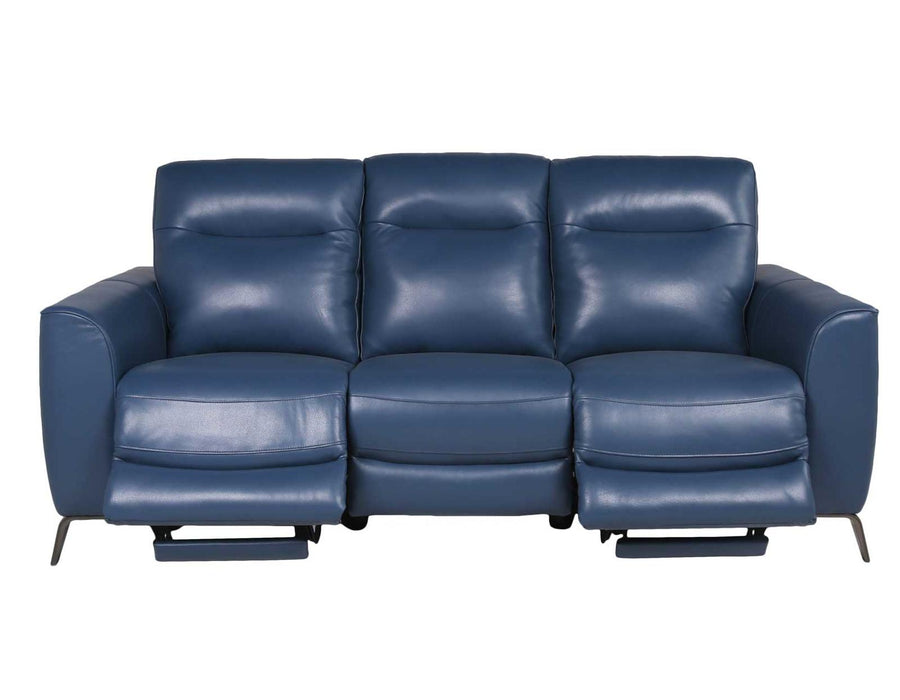 Steve Silver Sansa Leather Dual Power Reclining Sofa in Ocean Blue
