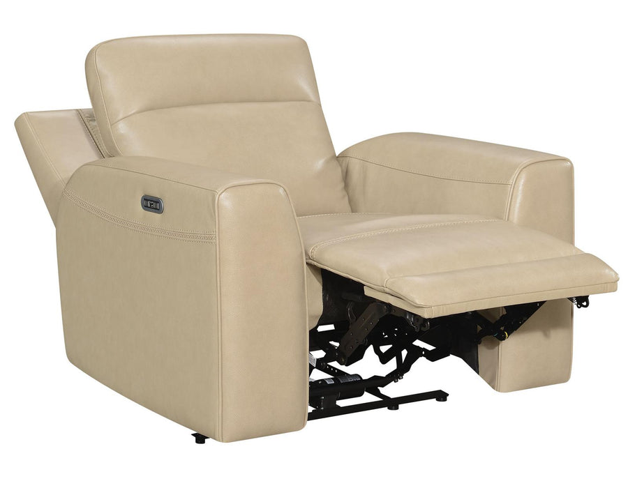 Steve Silver Doncella Leather Dual Power Recliner in Surly Sand