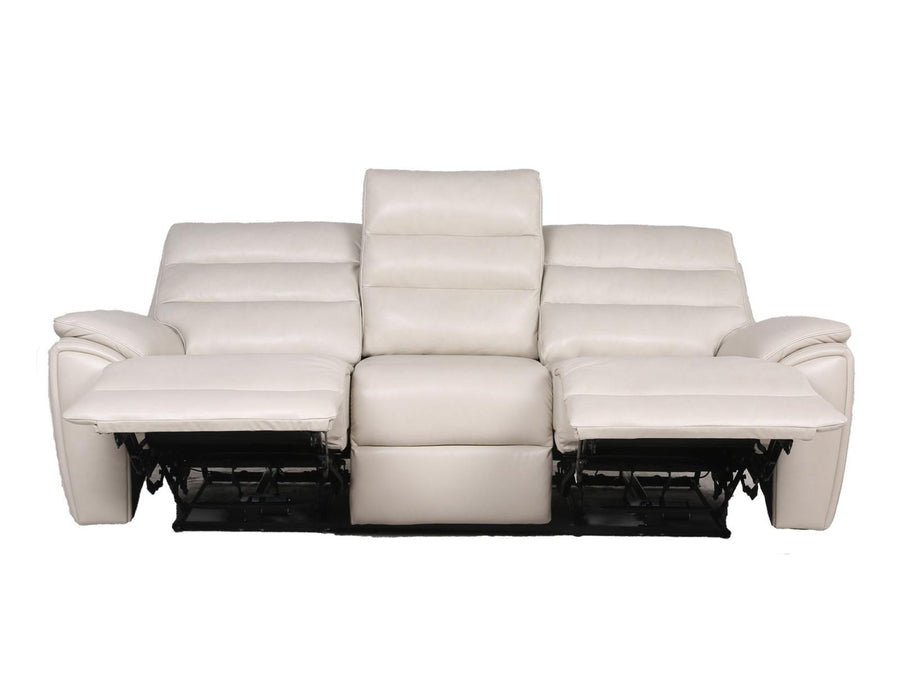Steve Silver Duval Leather Dual Power Reclining Sofa in Impressive Ivory