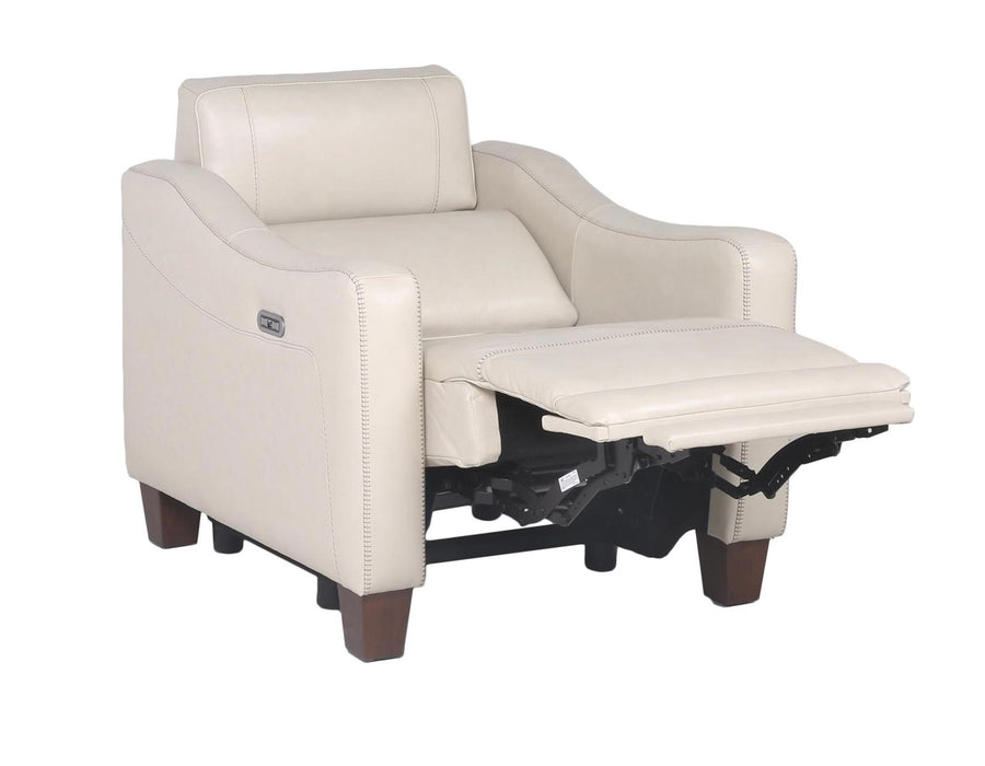 Steve Silver Giorno Dual Power Leather Recliner in Ivory