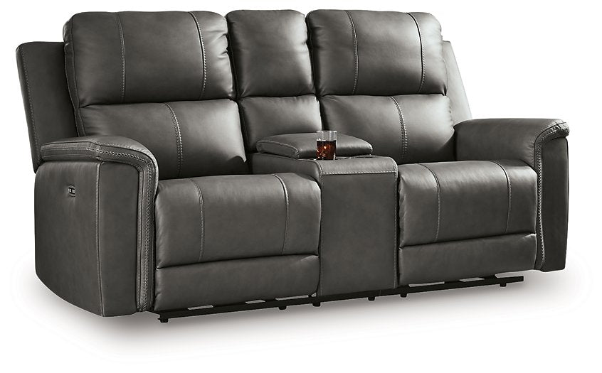 Bleckley Power Reclining Loveseat with Console - Nick's Furniture (IL)