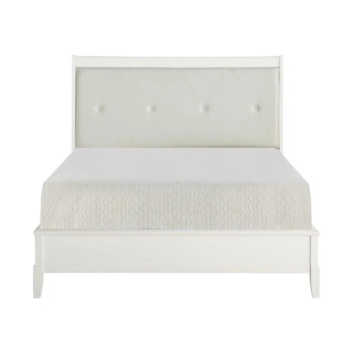 Cotterill King Upholstered Sleigh Bed in Antique White 1730KWW-1EK*