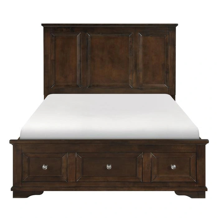 Eunice Queen Platform Bed with Footboard Storage in Espresso 1844DC-1*