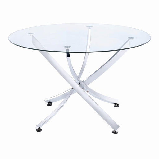 Beckham Round Dining Table Chrome and Clear image