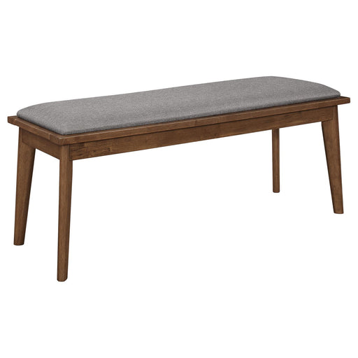 Alfredo Upholstered Dining Bench Grey and Natural Walnut image