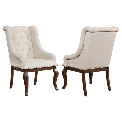 Brockway Tufted Arm Chairs Cream and Antique Java (Set of 2) image
