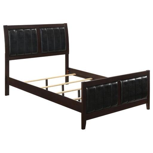 Carlton Full Upholstered Panel Bed Cappuccino and Black image