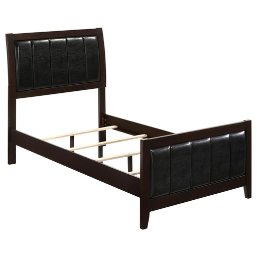 Carlton Twin Upholstered Panel Bed Cappuccino and Black image