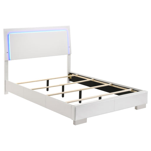 Felicity Full Panel Bed with LED Lighting Glossy White image