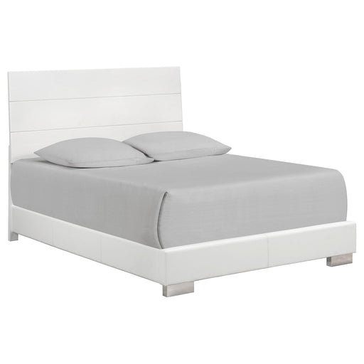Felicity Eastern King Panel Bed Glossy White image
