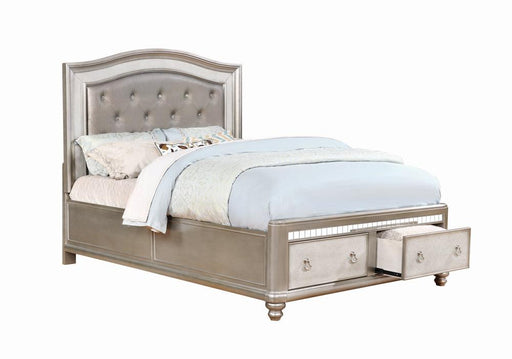 Bling Game Upholstered Storage Queen Bed Metallic Platinum image