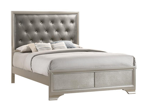 Salford Eastern King Panel Bed Metallic Sterling and Charcoal Grey image