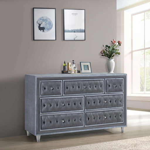 Antonella 7-drawer Upholstered Dresser Grey image