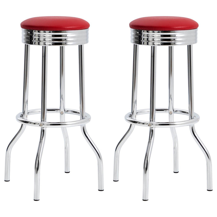 Theodore Upholstered Top Bar Stools Red and Chrome (Set of 2) image