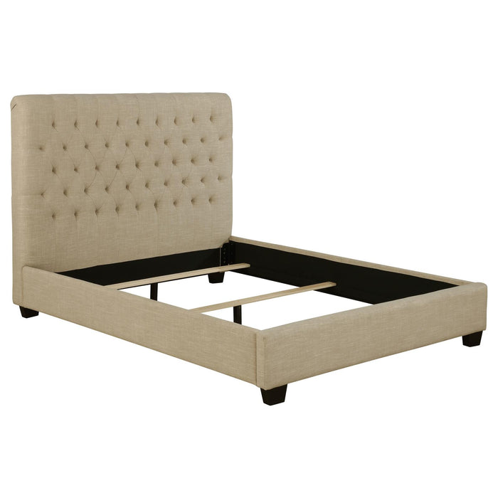 Chloe Tufted Upholstered California King Bed Oatmeal image