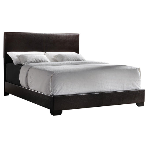 Conner Queen Upholstered Panel Bed Black and Dark Brown image