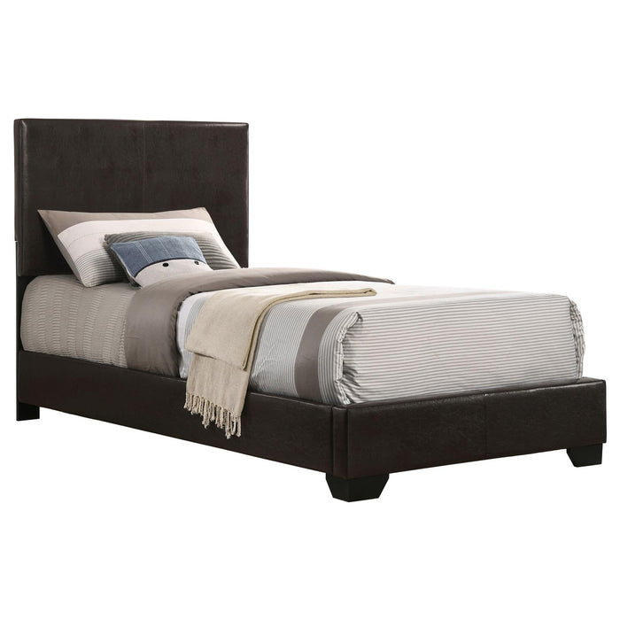 Conner Twin Upholstered Panel Bed Dark Brown image