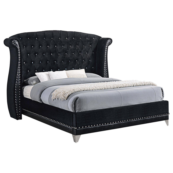 Barzini Queen Tufted Upholstered Bed Black image