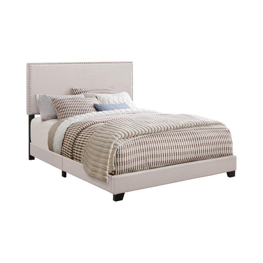 Boyd Twin Upholstered Bed with Nailhead Trim Ivory image