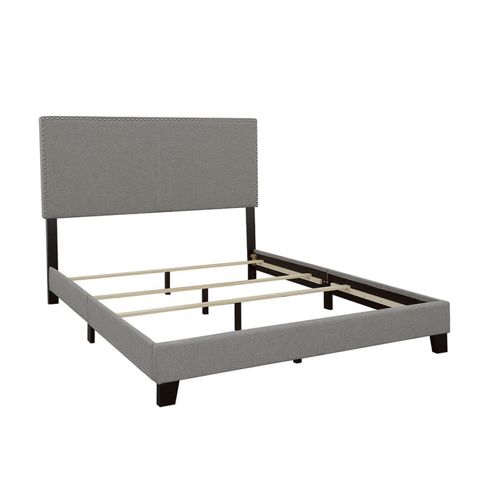 Boyd Eastern King Upholstered Bed with Nailhead Trim Grey image