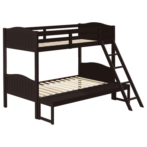 Arlo Twin Over Full Bunk Bed with Ladder Espresso image