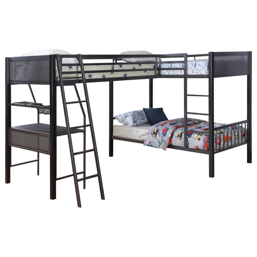 Meyers 2-piece Metal Twin Over Twin Bunk Bed Set Black and Gunmetal image