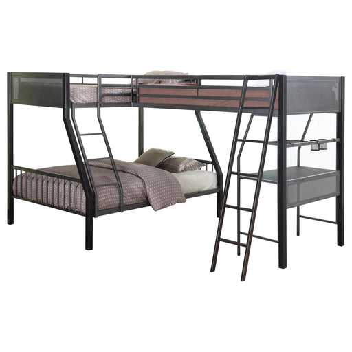 Meyers 2-piece Metal Twin Over Full Bunk Bed Set Black and Gunmetal image