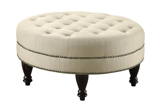 Elchin Round Upholstered Tufted Ottoman Oatmeal image