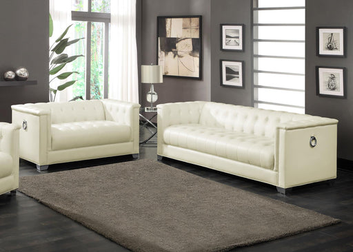 Chaviano 2-piece Upholstered Tufted Sofa Set Pearl White image