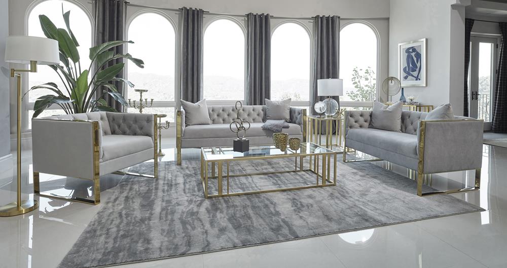Eastbrook 2-piece Tufted Back Living Room Set Grey image
