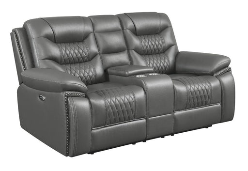 Flamenco Tufted Upholstered Power Loveseat with Console Charcoal image
