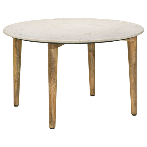 Aldis Round Marble Top Coffee Table White and Natural image