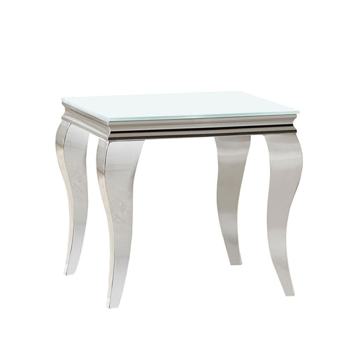 Luna Square End Table White and Chrome image