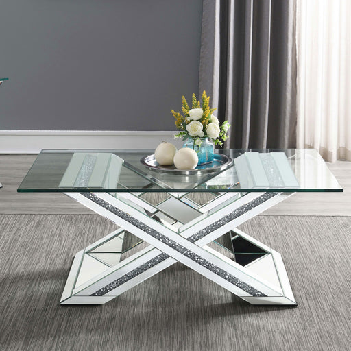 Bonnie X-base Rectangle Glass Top Coffee Table Mirror image