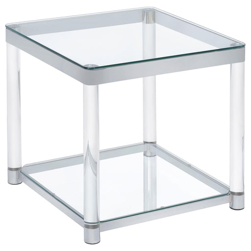 Anne End Table with Lower Shelf Chrome and Clear image