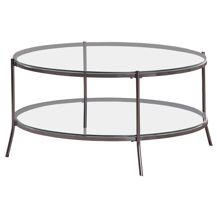 Laurie Glass Top Round Coffee Table Black Nickel and Clear image