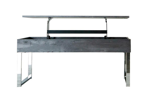 Baines Lift Top Storage Coffee Table Dark Charcoal and Chrome image