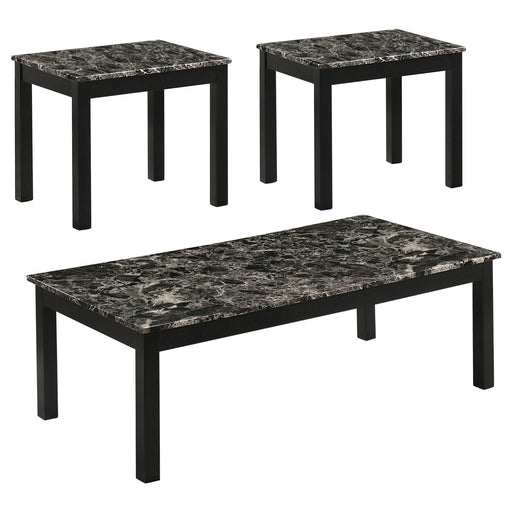 Darius Faux Marble Rectangle 3-piece Occasional Table Set Black image