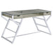 Emelle 2-drawer Glass Top Writing Desk Grey Driftwood and Chrome image