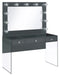 Afshan 3-drawer Vanity Desk with Lighting Mirror Grey High Gloss image