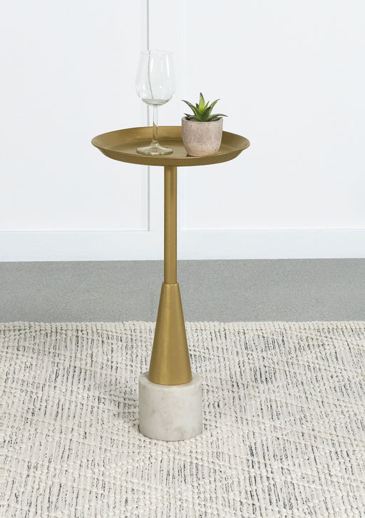 Alpine Round Metal Side Table White and Gold image