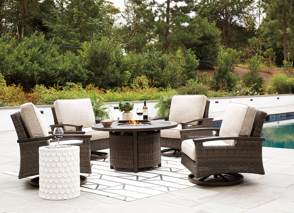 Paradise Trail - Firepit & 4 Swivel Chairs