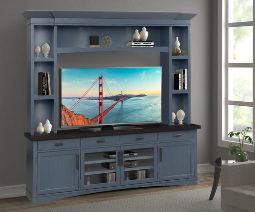 Parker House Americana Modern 92 in. TV Console with Hutch and LED Lights in Denim image