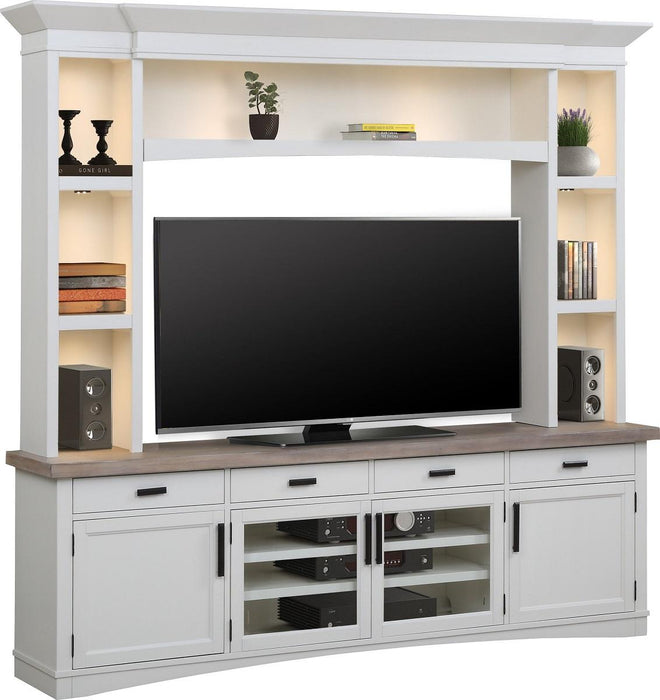 Parker House Americana Modern 92 in. TV Console with Hutch, Back Panel and LED Lights in Cotton image