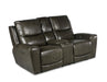 Steve Silver Laurel Leather Dual Power Reclining Console Loveseat in Grey image