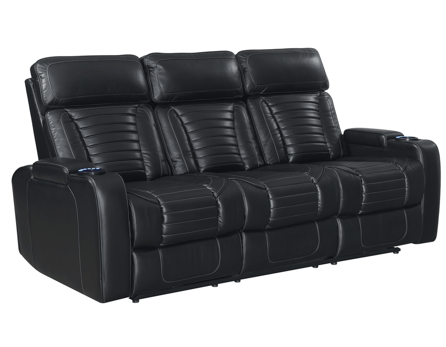 Steve Silver Lavon Dual Power Leatherette Reclining Sofa in Midnight image